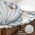 thumbnail image 6 of Round Fitted Tablecloths with Elastic Edge Cartoon Shell Gradient Blue Waves Oil-Proof Waterproof Wipeable Table Cover for Kitchen Dining Party Decor Summer Ocean Beach Coral Table Clothes,36" - 44", 6 of 9