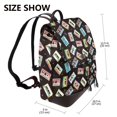 thumbnail image 2 of Balery Colorful Retro Tape Mochila de Cuero para Mujeres, Gran Capacidad, Bolsa de Viaje Multifuncional, Mochila de Cuero y Bolsa de Hombro para Mujeres, 2 of 4
