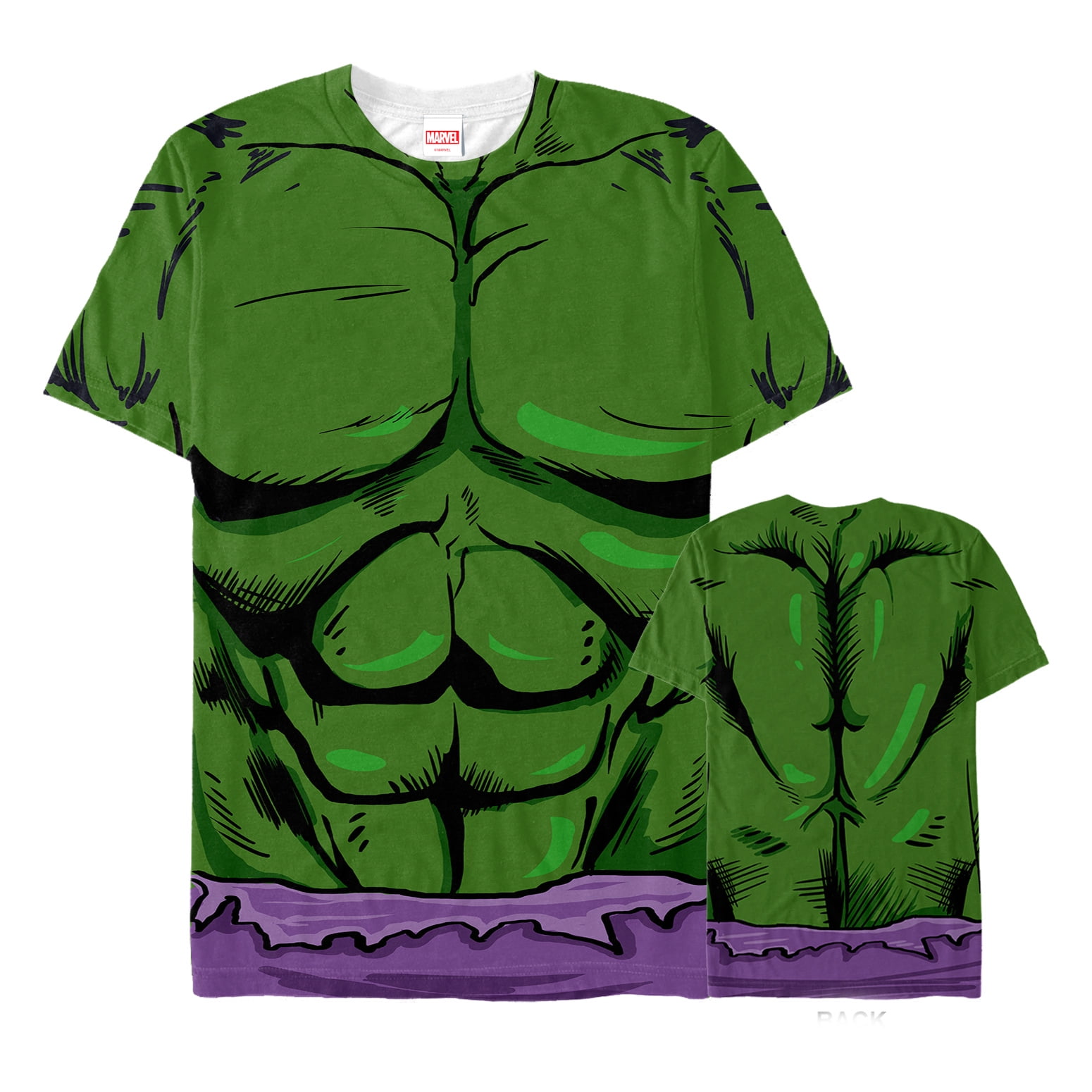 Marvel Men S Marvel Hulk Muscle Costume All Over T Shirt Walmart Com Walmart Com
