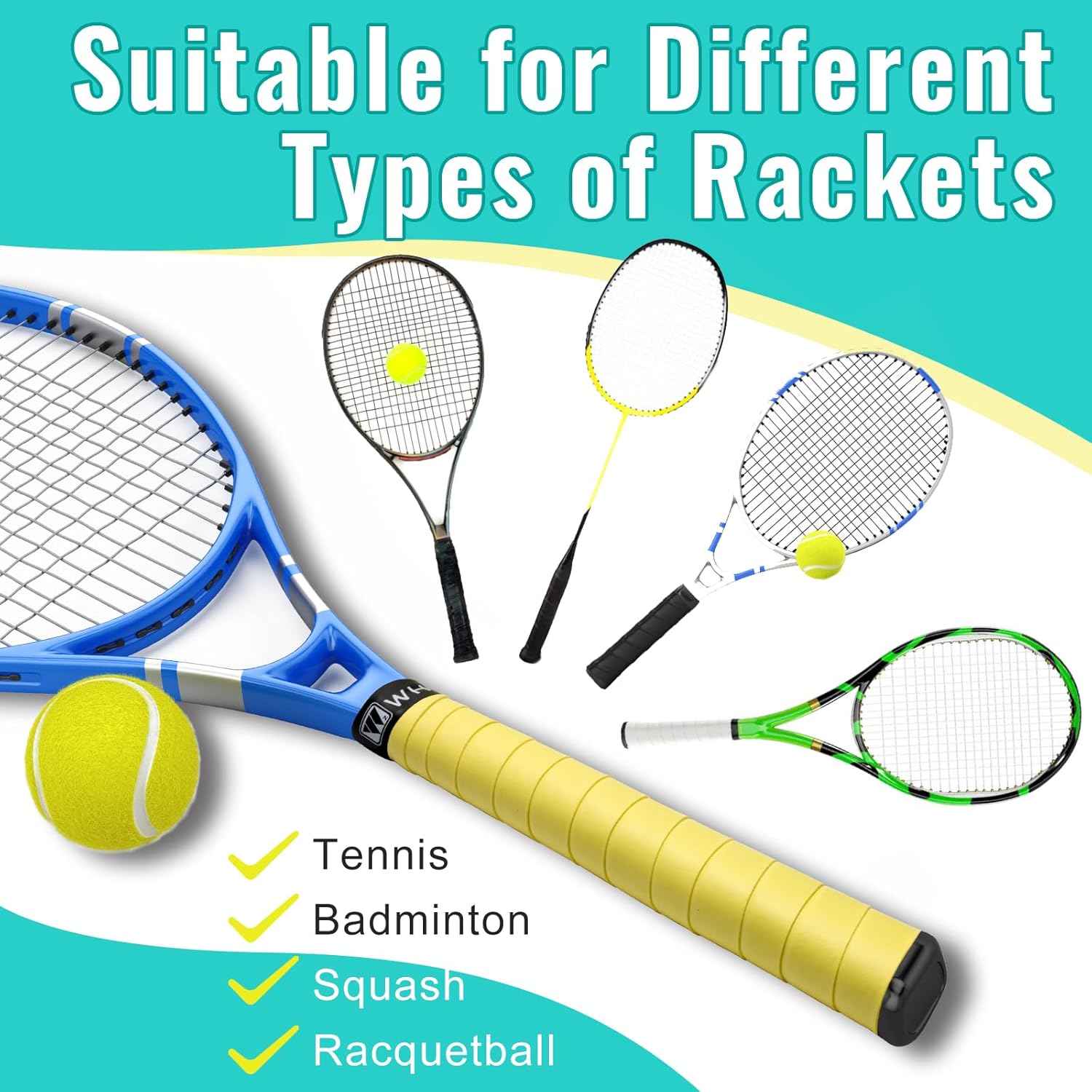 30 Pieces Tennis Racket Grip Tape, Tennis Grip Tape, Tennis Overgrips for Anti Slip and Absorbent Grip