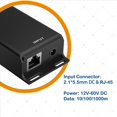 thumbnail image 3 of 2X Inyector Gigabit PoE Convertidor PoE de 12 V A 24 V para Conversiones Solares Entrada de 12-60 V Salida PoE Pasiva de 24 V para, 3 of 5
