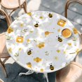 thumbnail image 4 of Round Table Cover 55-60 Inch Summer Bee Waterproof Reusable Table Cloth Round Fitted Vinyl Tablecloth with Elastic Edged for Parties Outdoors, Sweet Honey Spring Floral Botanical, 4 of 9