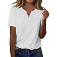thumbnail image 3 of Bovemsi Women's Short Sleeved T Shirt V Neck Top Fashionable Casual Short Sleeved Shirt, White Women's Summer Short Sleeve T-Shirts, 3XL, 3 of 8