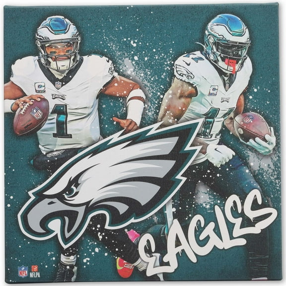 Philadelphia Eagles 12" x 12" Team Logo and Players Splash Canvas Art