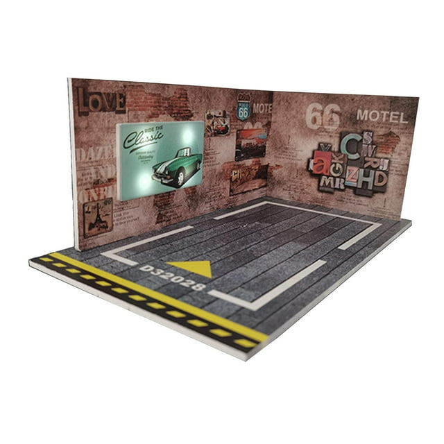 Vitrina de garaje a escala 1/24, vitrina de estacionamiento, regalo, simulación, adornos de diorama en miniatura, modelo de garaje de coche fundido a Marrón