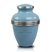 OneWorld Memorials Alloy Cremation Urn For Ashes - Large 200 Pounds - Silver And Light Blue Banded