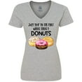 thumbnail image 3 of Inktastic Just Skip to the Part Where There's Donuts Women's V-Neck T-Shirt, 3 of 5