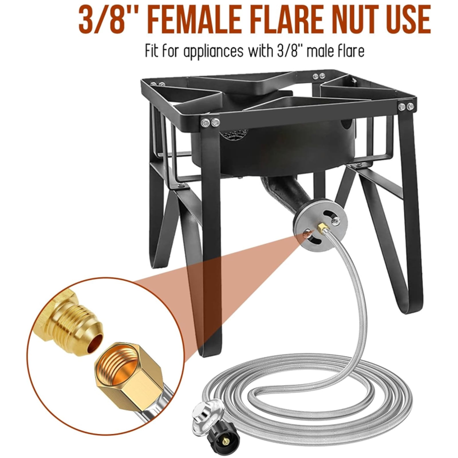 12FT Propane Adapter Hose with Regulator to 5-40lb Propane Tanks, QCC1 to 3/8 Female Flare Nut & Adapter for Blackstone Griddle 17/22'', Heater,Weber Grill Conversion Kit Replacement