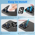 thumbnail image 3 of LAICAIW Camera Lens Protector for iPhone 14 Pro/iPhone 14 Pro Max, Alloy Metal Individual Ring, Anti Scratch HD Tempered Glass Lens Screen Protector Cover Film, Case Friendly, Black, 3 of 7