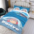 thumbnail image 3 of Ponyo Conjunto de sábanas temático, trío de piezas, cómodo y amigable con la piel, diseño único, regalo de decoración para el hogar para familiares, amigos y fans,135cm *200cm, 3 of 6