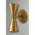 thumbnail image 3 of Hussain Crafts 2-Light Elegant Brass Double-Cone Mid-Century Wall Sconces with Crystal Glass, 3 of 3