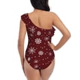 thumbnail image 5 of Sikiie Romantic white snowflakes Print Women One Piece Swimsuits Tummy Control One Shoulder Bathing Suits Ruffle Swimwear, From S to XXL-Small, 5 of 6