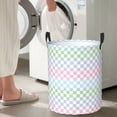 thumbnail image 5 of Susaid Colorful Checkerboard Print Waterproof Oxford Cloth Storage Circular Laundry Hamper BasketCapacity for Home-Medium, 5 of 6