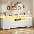 thumbnail image 2 of Afuhokles TV Stand for TVs up to 65 Inch TV, TV Console Table with LED Lights and Charging Station, 11 PU Drawers, White, 2 of 7