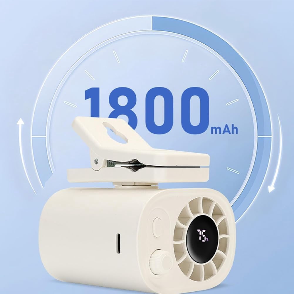 Car Clip on Fan with LED Display, Portable USB Rechargeable Small Electric Fan with 1800mah Battery, 360° Rotation Car-Mounted Umbrella Clip Personal Cooling Fans, For Cars, Camping
