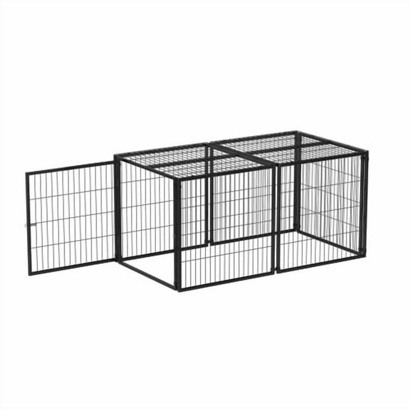 Dog Cage 63" Dog Kennel for Medium Dogs Puppy Dog Playpen with Top, Pet Cage, Indoor, Black. 63.7"L x 34.2"W x 31.7"H.