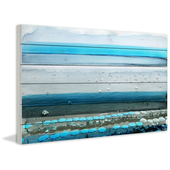 Parvez Taj Spiagga Painting Print on White Wood