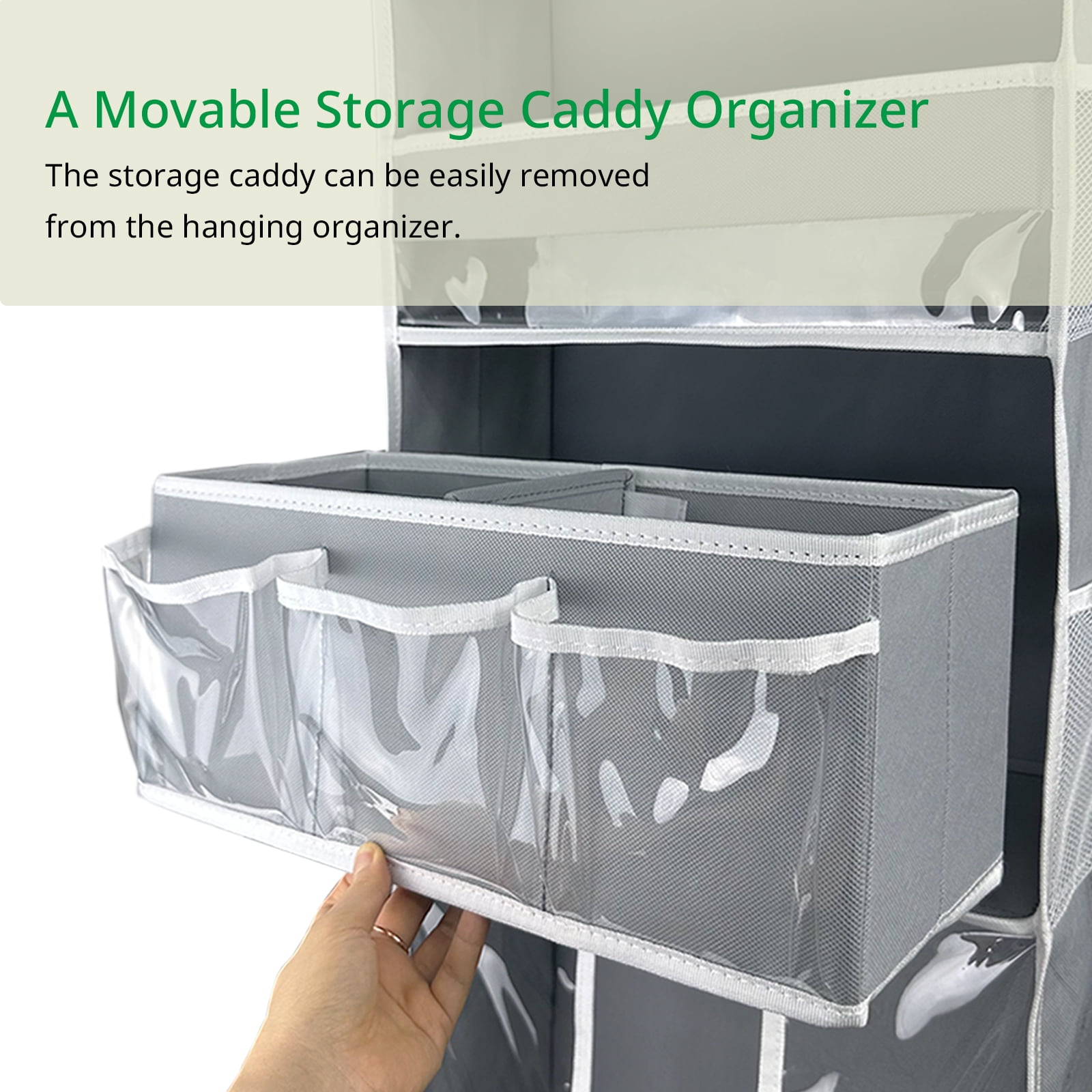Baby Hanging Organizer 5-Shelf Over-the-Door Organizer with Diaper Caddy, Grey, 1 Count