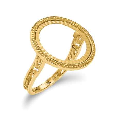 Eagle Coin Ring Roy Rose Jewelry 14K Yellow Gold 1/10 American Eagle Coin Diamond-cut Coin Ring ~ Size: 7 ()