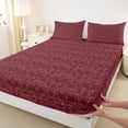 thumbnail image 3 of Feelyou Skeleton Skull Teen Queen Sheet Sets, Maroon Mandala Damask Bed Set, 4-Piece, 3 of 7