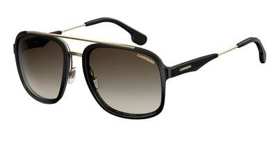 men's black sunglasses with gold trim