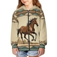 thumbnail image 3 of Uourmeti Tribal Horse Girls Casual Zip Up Hoodie Long Sleeve Lightweight with Pockets Trendy Fall Jacket Teens Size 14-16, 3 of 7