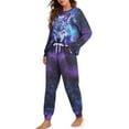 thumbnail image 2 of Yuyamidu Wolf Pajamas Pants Matching Set of 2 Galaxy Women Sleepwear for Fall Winter Spring Butterfly Long Sleeve Pj Top & Pants Size M Loose Fitting O-Neck Nightwear, 2 of 7