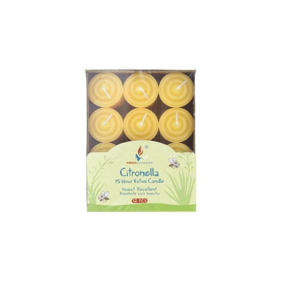 Mega Candles 12 pcs Citronella Votive Candle | Hand Poured Wax 15 Hours Candle | For Outdoor Camping BBQ Party Usage | Excellent in Repelling Insects and Bugs
