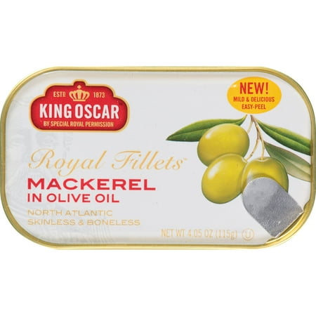 King Oscar Skinless & Boneless Mackerel Fillets in Olive Oil, 4.05 Ounce (Pack of