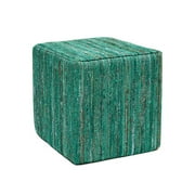 Square Pouf in Emerald Green
