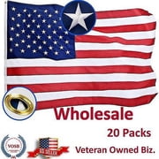 2x3 Ft USA American Flag Embroidered Stars Sewn Stripes Grommets Nylon 20 Packs