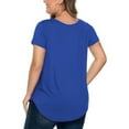 thumbnail image 5 of Jinhomg Womens Criss Cross V Neck Tops Plus Size Casual Summer Tunic Blouses Short Sleeve Hide Belly Shirt Loose Fit Tunics with Curved Hem Back to College Sale Blue XXXXL, 5 of 8