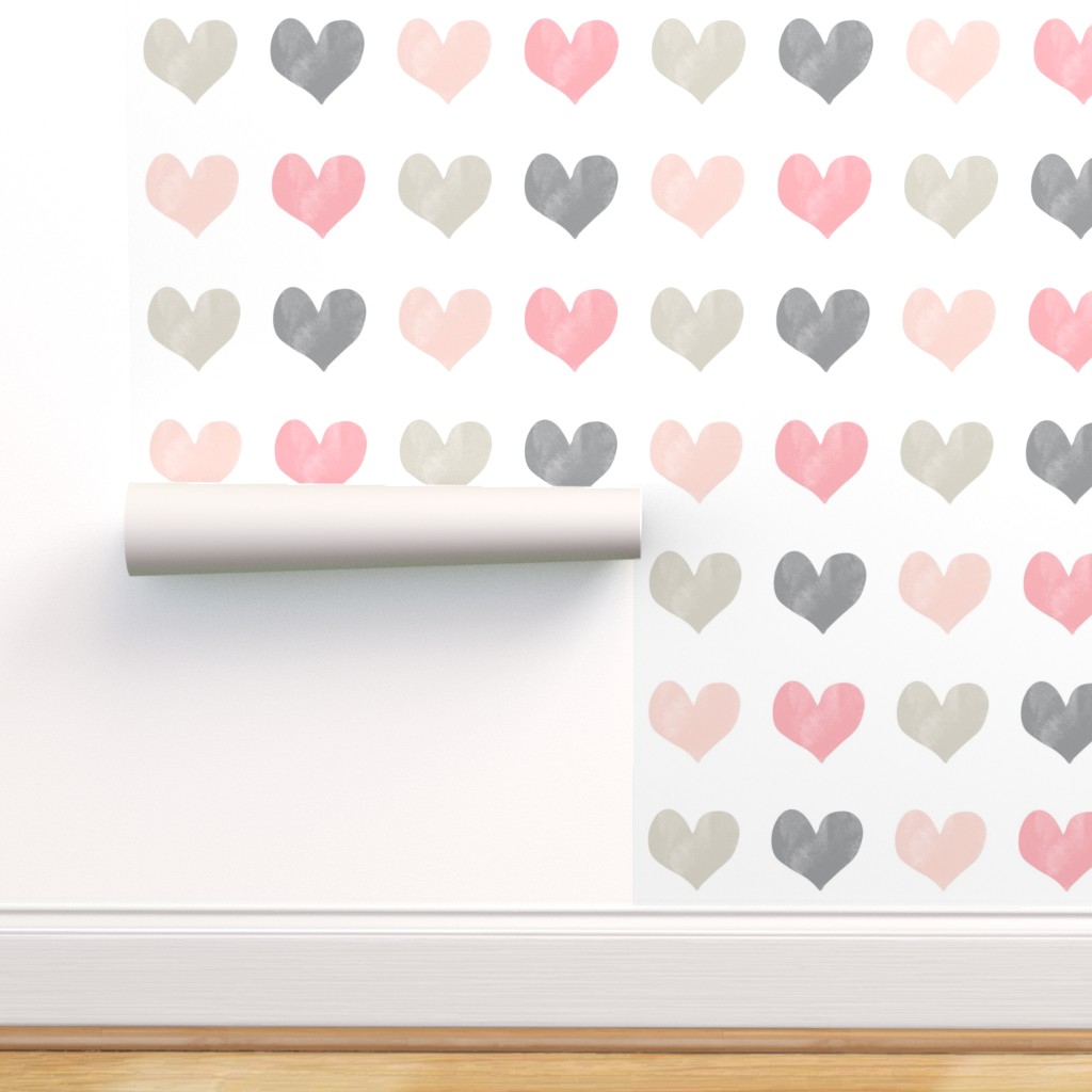 Removable Wallpaper Swatch - Multi Hearts Valentines Day Pink Pretty