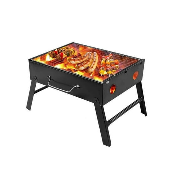 Suzec Folding Portable Outdoor Barbeque Charcoal BBQ Grill Oven Black Carbon Steel