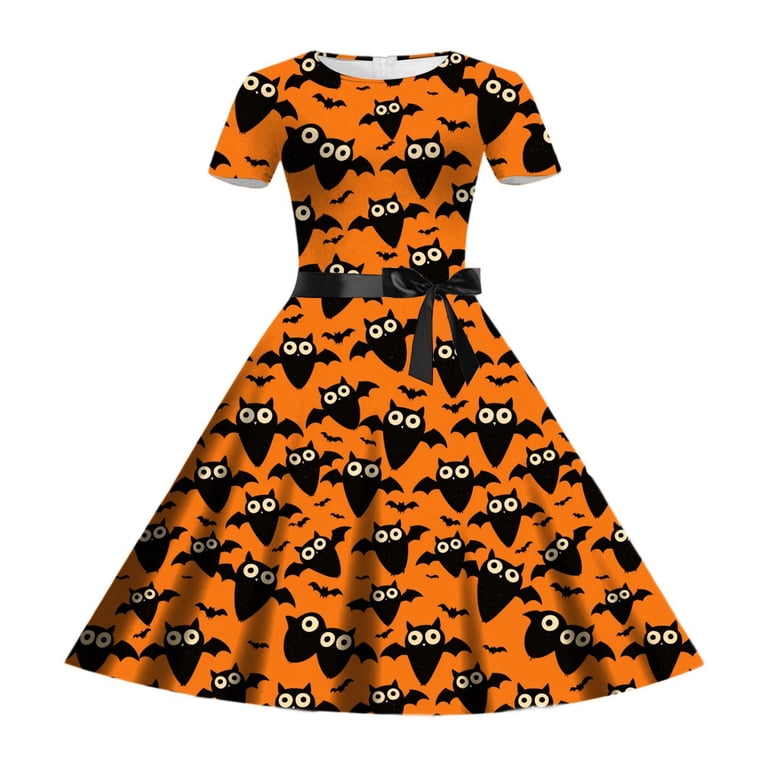 Girl Dresses Cartoon Dress Girls Short Sleeve Kids Halloween 5-6 Years Kids  Girls Halloween Dress