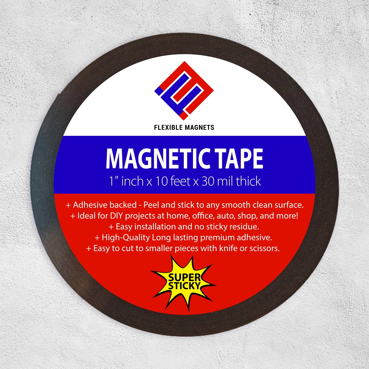 Magnetic Tape Strong Self Adhesive DIY Craft Projects-60 Mil Thick-1 Roll Pack 
