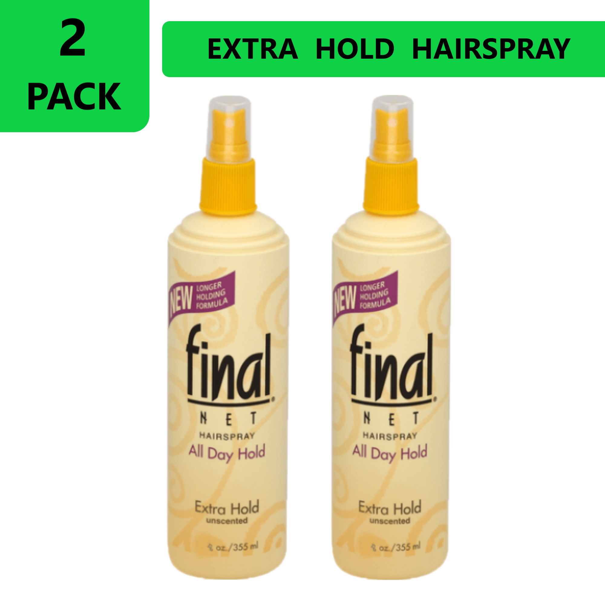 Final Net (2 PACK) All Day Hold Extreme Hold Hairspray 2x8 fl oz *EN