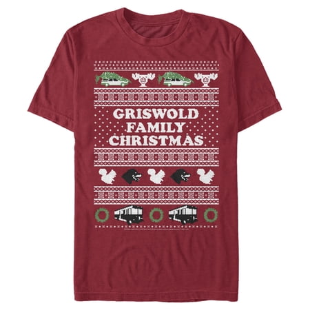 Men's National Lampoon's Christmas Vacation Griswold Family Christmas Ugly Sweater Graphic Tee Cardinal Large