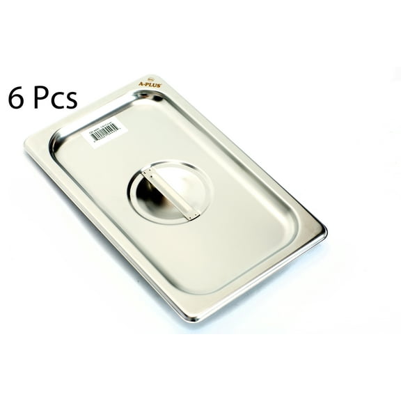[6 Pack] 1/4 Size 25 Gauge NSF Steam Table Pan Food Pan Cover Stainless Steel
