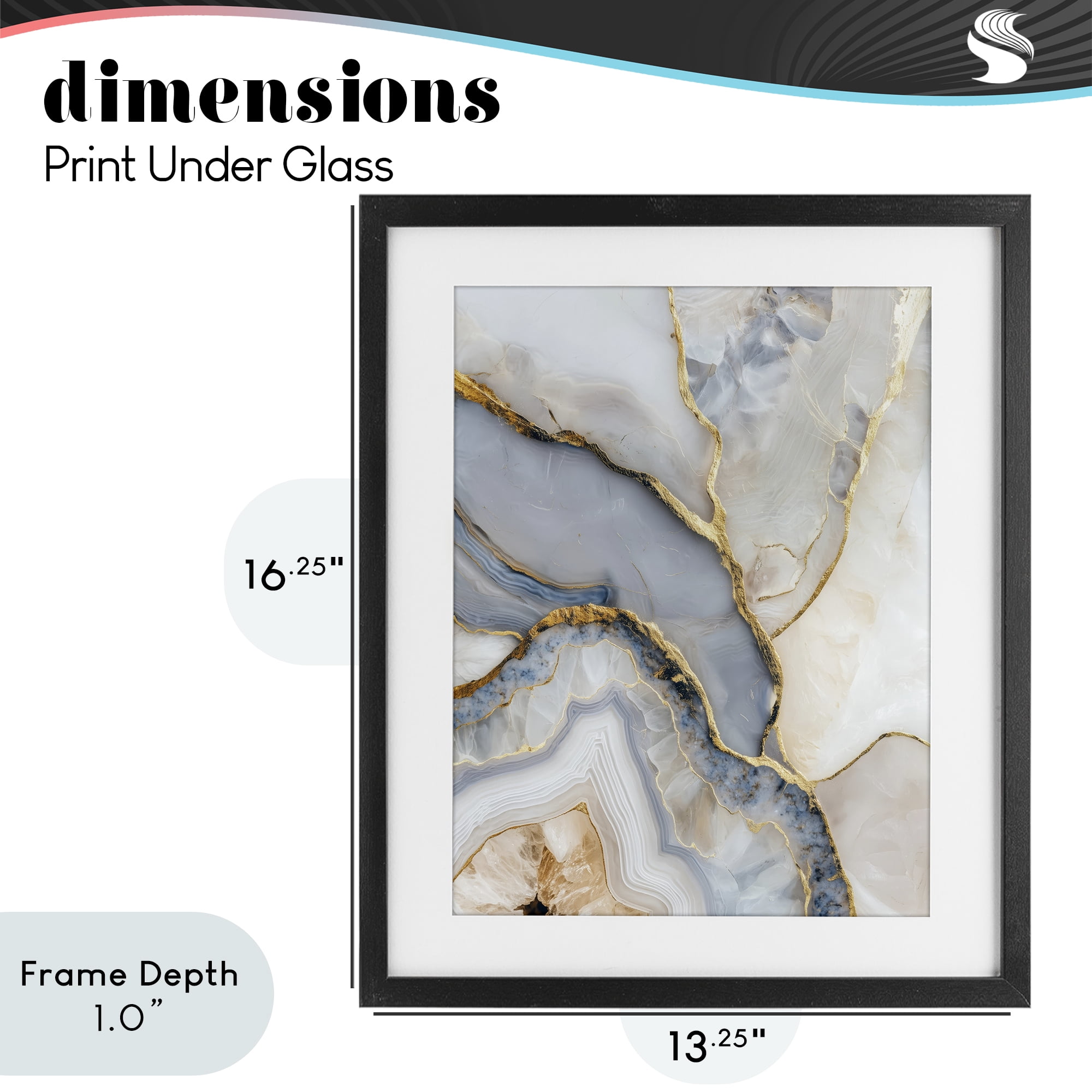 Stupell Industries Glimmering Layers of Agate Black Framed Print Under Glass, design by Svetlana Aleynikova