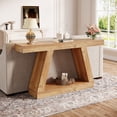 thumbnail image 7 of Finmind 55-Inch Farmhouse Console Table，2-Tier Wooden Entryway Table for Hallway, Natural, 7 of 7