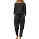 thumbnail image 2 of ICHUANYI Clearance 2PC Fashion Woman Solid Long Sleeve Blouse +Loose Pants Sets(Black, XXL) ICHUANYI WER2023080805186, 2 of 6