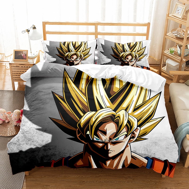 3 Pieces Anime Dragon Ball Z Comforter Bedding Bed Set Twin Size
