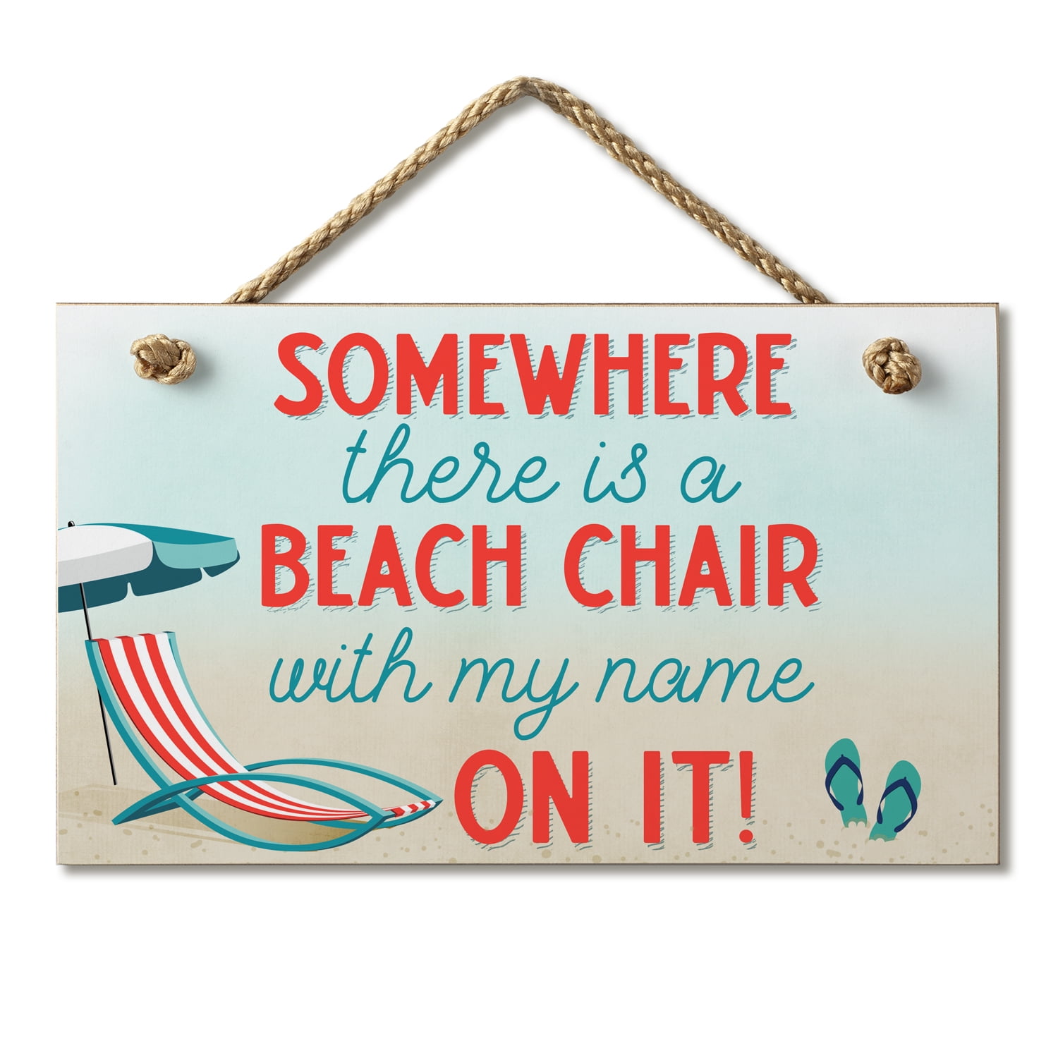 Highland Home 'Somewhere There Is A Beach Chair' Decorative Hanging Wood Sign 9.5' by 5.75'