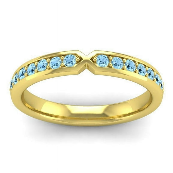 Stunning Round Cut 0.20 Carat Aquamarine Gemstone Eternity Band for Engagement Solid 14K Yellow Gold Size 7 by Diamond-Capitals