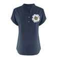 thumbnail image 4 of Yuyuzo Plus Size Tops for Women Cotton Linen Short Sleeve T-Shirts Button V Neck Loose Soft Blouses, 4 of 4