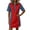 Red, variant on QSAWXQZ Women's Denim Patchwork Shirt Dress Quarter Button Lapel Collar Short Sleeve Mini Dress 3XL