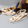 thumbnail image 7 of Bohemian Wedge Sandals for Women Summer Dressy Ankle Elastic Wide Width Platform Sandals Lightweight Comfortable Open Toe Slip On Ankle Strap Beach Shoes Beige C 9.5, 7 of 7