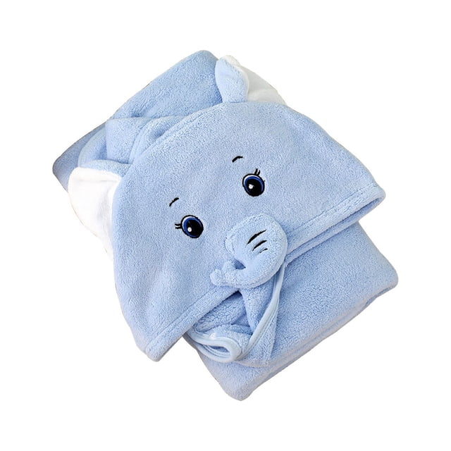 Baby Bath Towel Hooded Elephant Design Coral Velvet Microfiber Towel 70 cm x 140 cm 100% Polyester