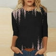 thumbnail image 3 of HTNBO 3/4 Sleeve Shirts for Women Casual Round Neck Tops Women's Winter Trends, 3 of 5